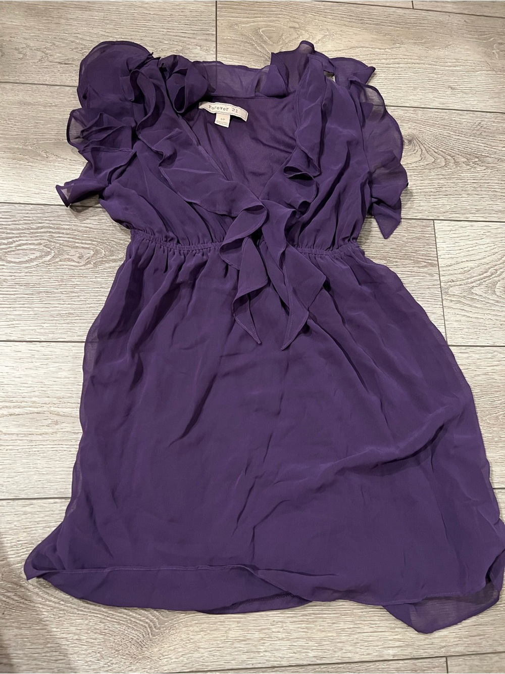 Forever 21 Purple Ruffle V-Neck Dress